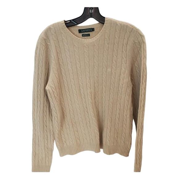Lauren Ralph Lauren Sweaters - Lauren Ralph Lauren Sweater L 100% Cashmere Cable Knit Beige $498
